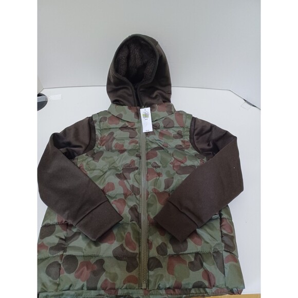 NWT Old Navy Camo Vest Hoodie Puffer Jacket Boys XS 5 - Picture 1 of 6